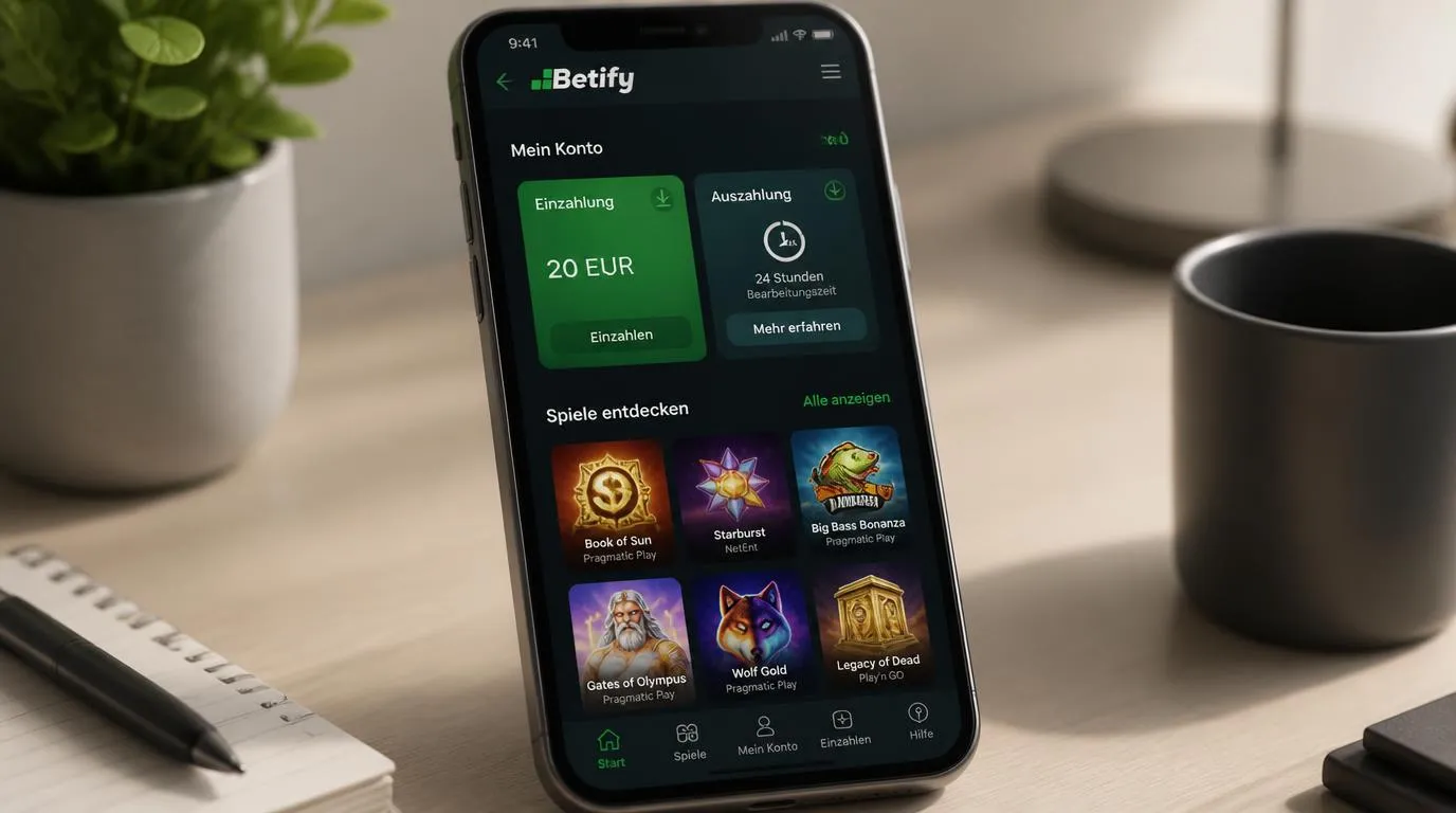 Smartphone mit 20 EUR Einzahlung, Auszahlungsfrist von 24 Stunden und Spielauswahl